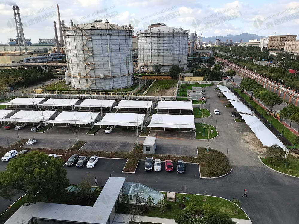 寧波鋼鐵集團(tuán)停車(chē)場(chǎng)膜結(jié)構(gòu)車(chē)棚